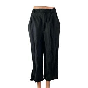 Apiece Apart Women's Black Pleated High Rise Wide Leg Crop Denim Jeans Size S